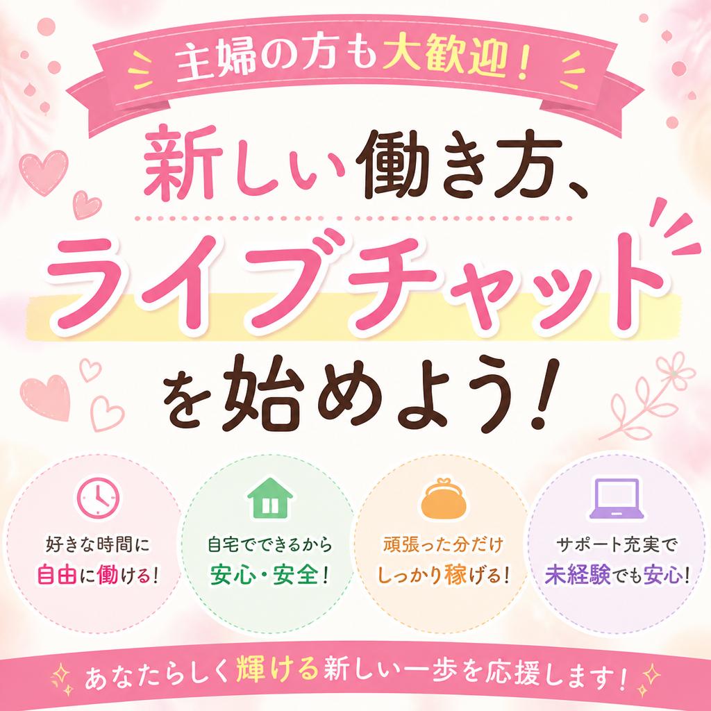 主婦の方も大歓迎！新しい働き方、ライブチャットを始めよう！