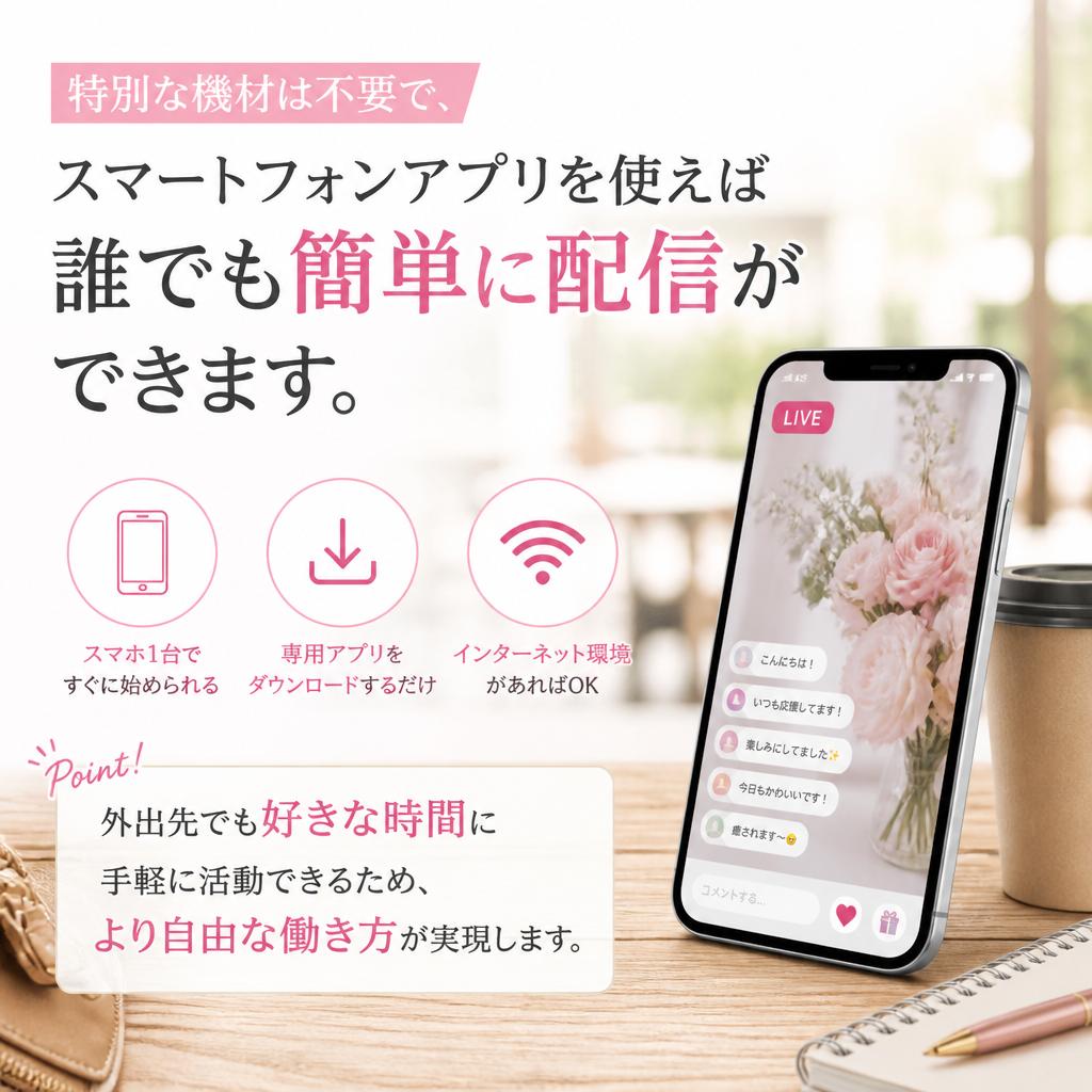 スマートフォンアプリで簡単配信