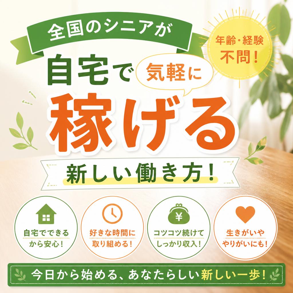 全国のシニアが自宅で気軽に稼げる新しい働き方！