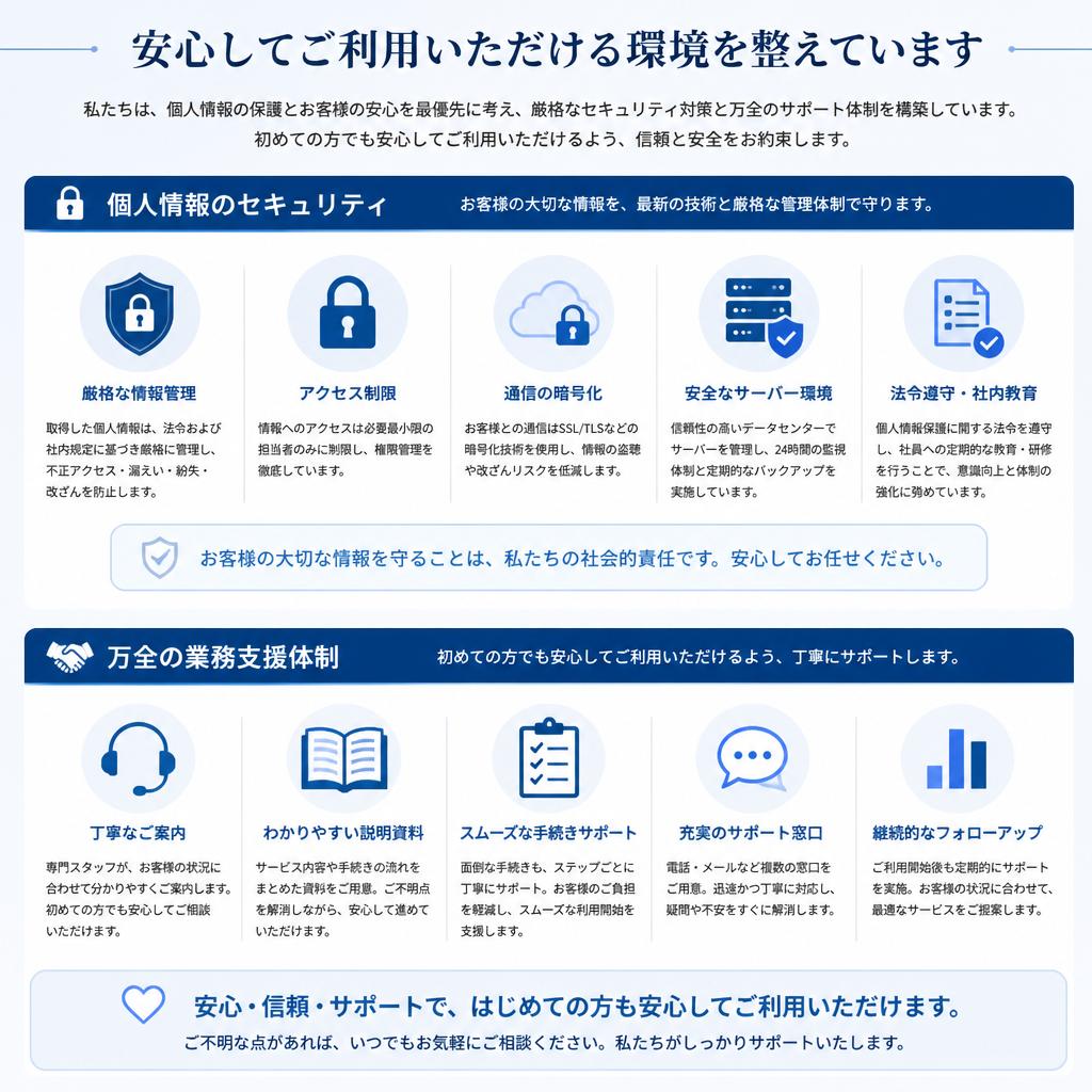 安心・安全のサポート体制