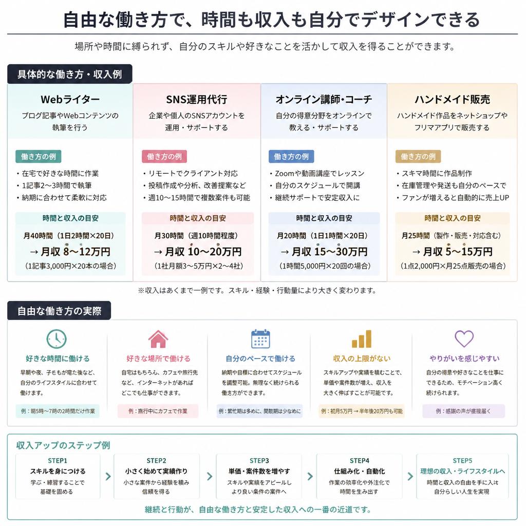 実際の働き方と収入例