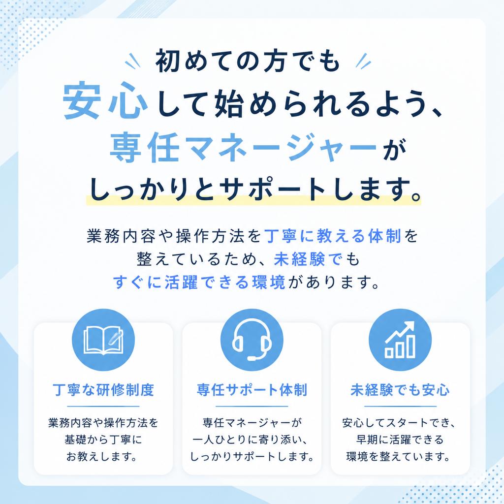 未経験者大歓迎！サポート体制も充実