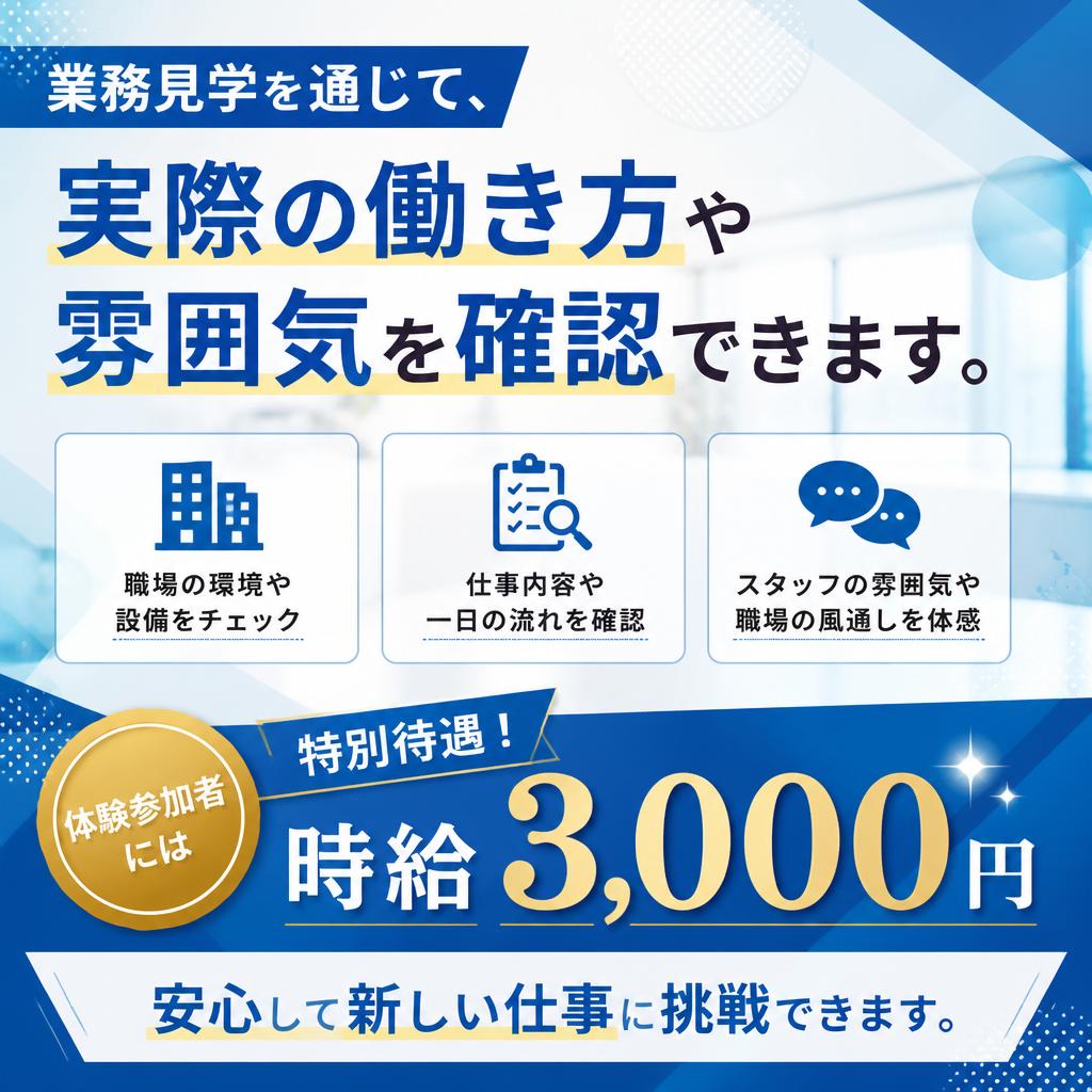 見学と体験：業務を直接確認！