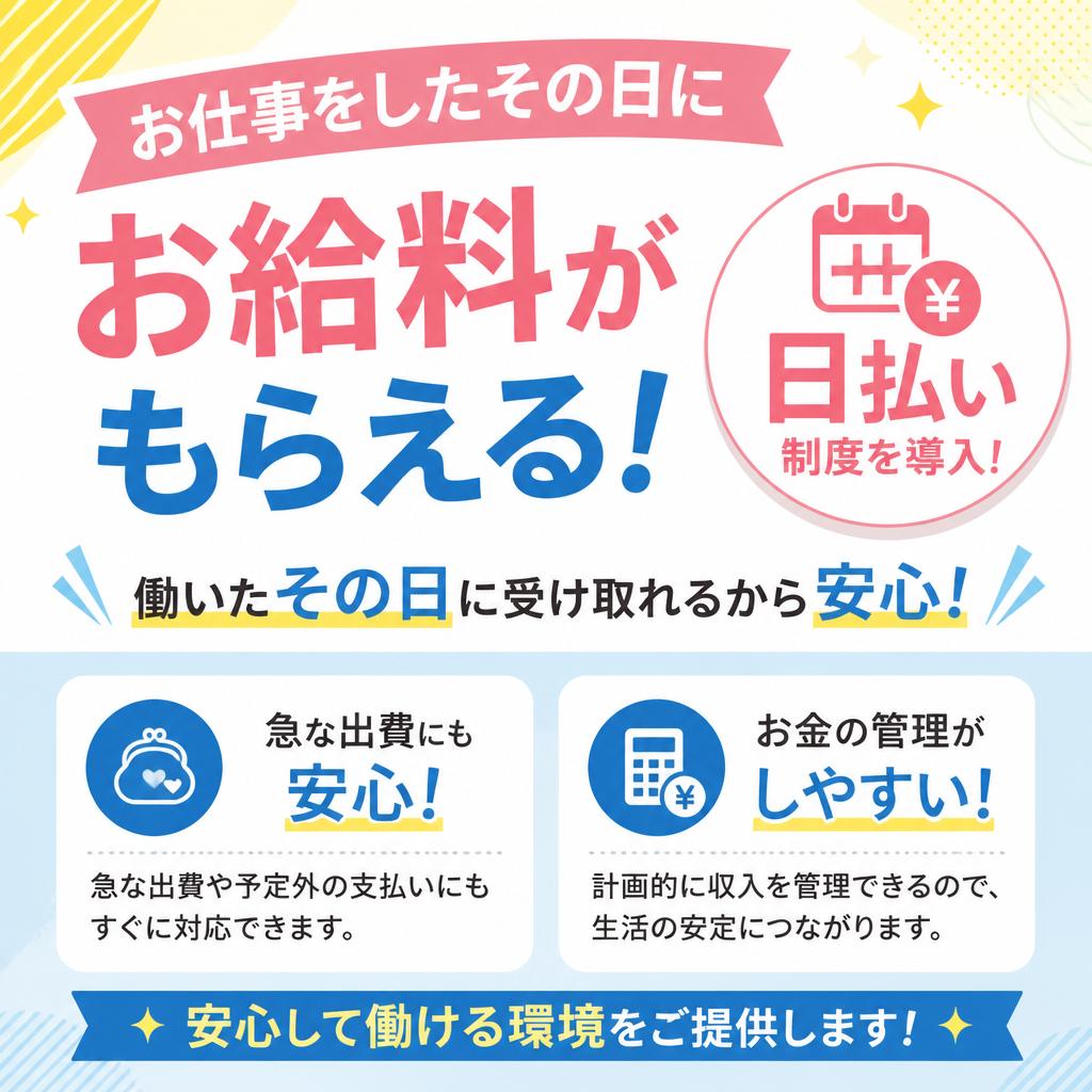 魅力的な日払い制度