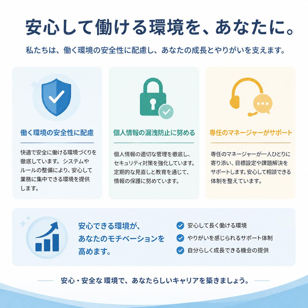 安全な働き方とサポート体制