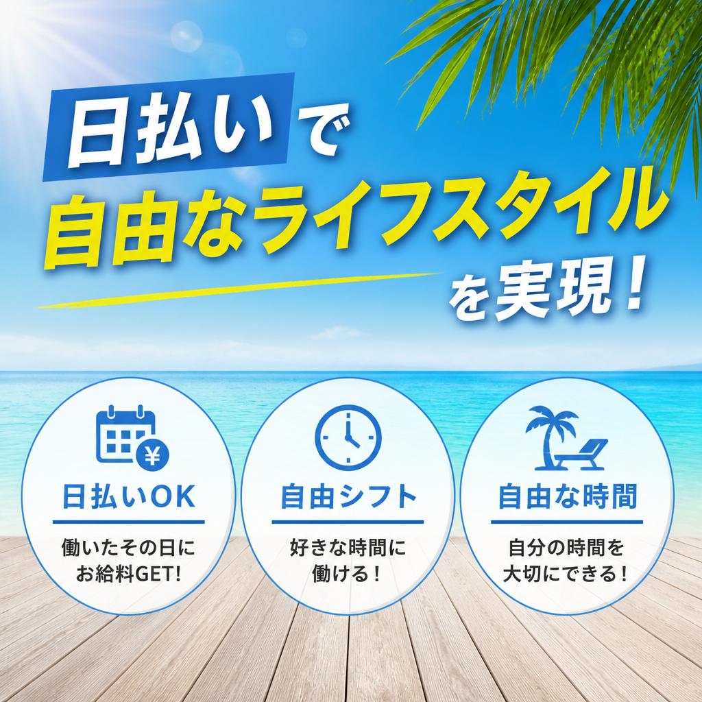 日払いで自由なライフスタイルを実現！