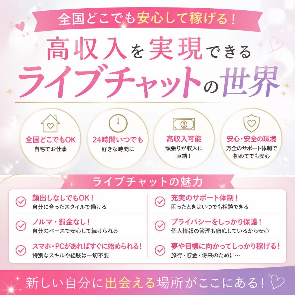 全国どこでも安心して稼げる！高収入を実現できるライブチャットの世界