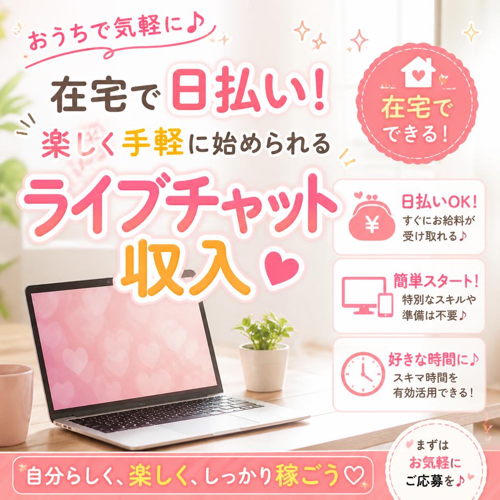 在宅で日払い！楽しく手軽に始められるライブチャット収入