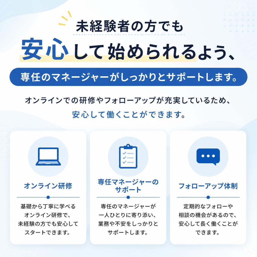 未経験でも安心！充実したサポート体制