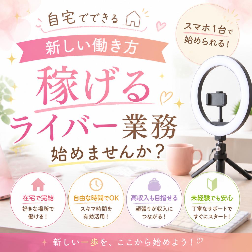 自宅でできる新しい働き方、稼げるライバー業務始めませんか？