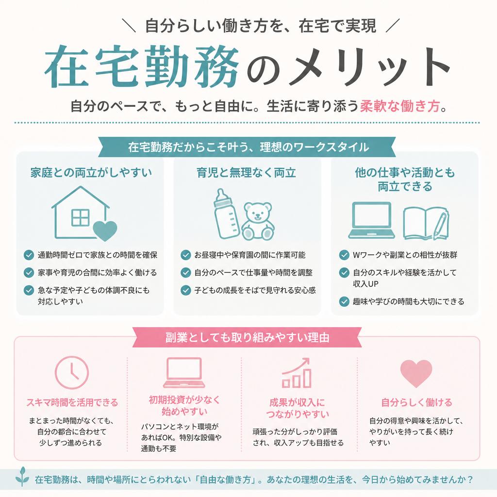 在宅勤務も可能！ライフスタイルに合わせた選択肢