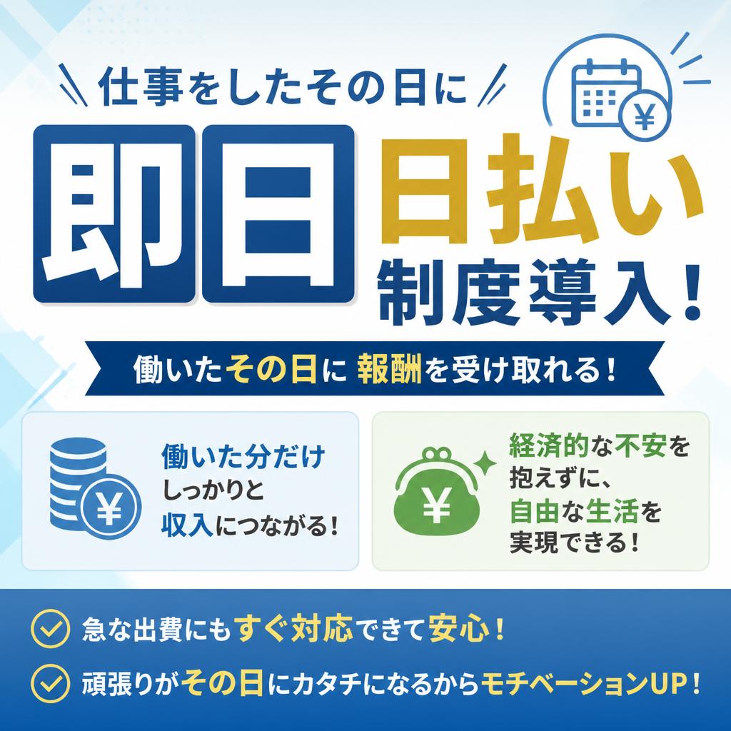 即日日払いの安心待遇
