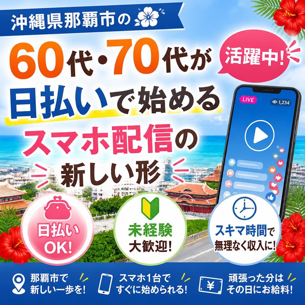 沖縄県那覇市の60代・70代が活躍中！日払いで始めるスマホ配信の新しい形