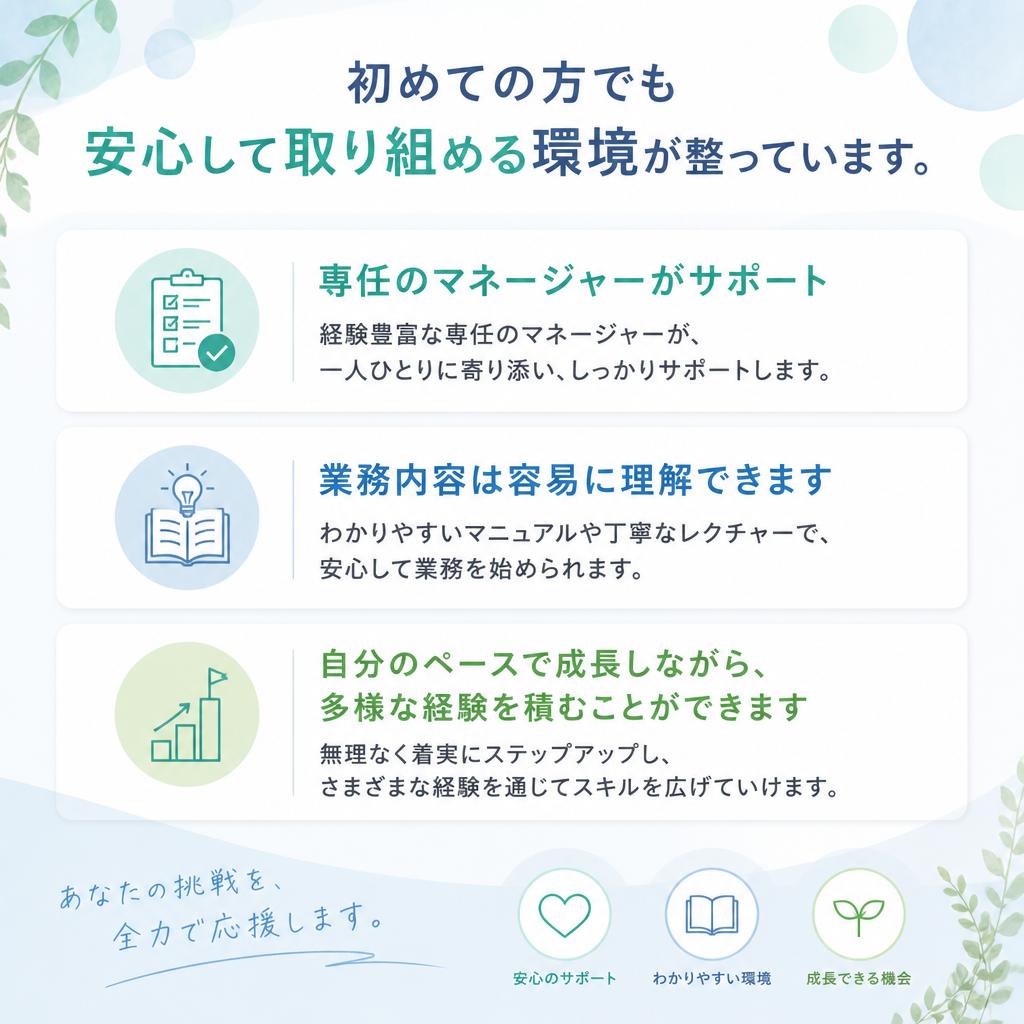 未経験でも安心して始められる