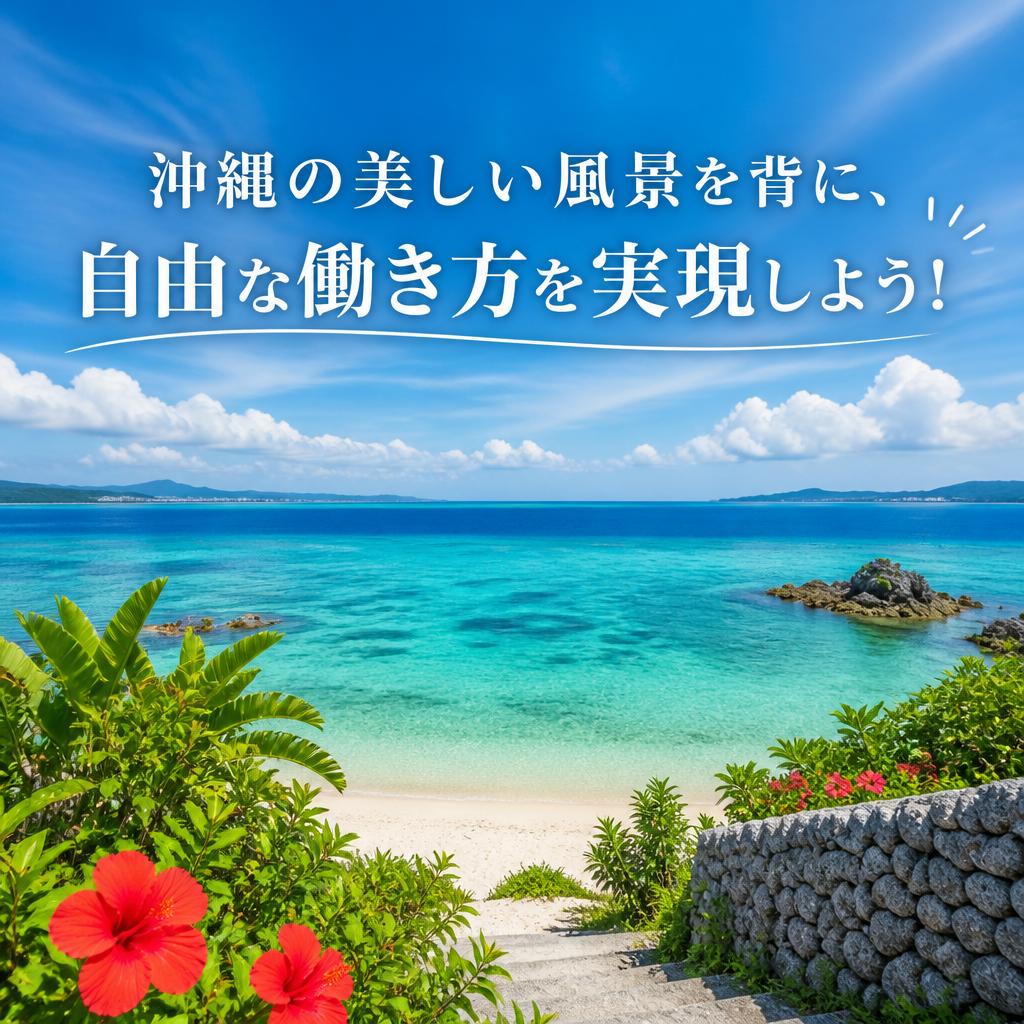 沖縄の美しい風景を背に、自由な働き方を実現しよう！