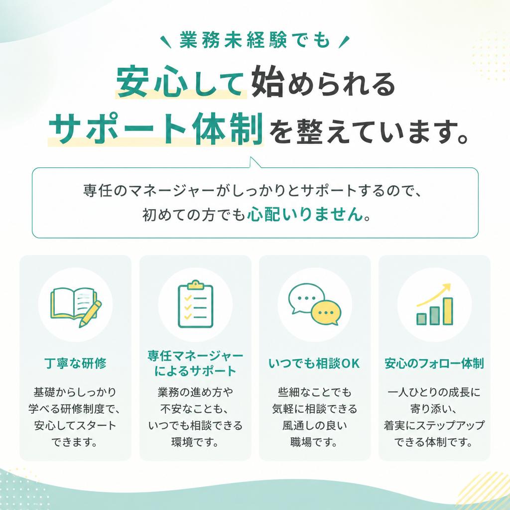 未経験者も安心のサポート体制